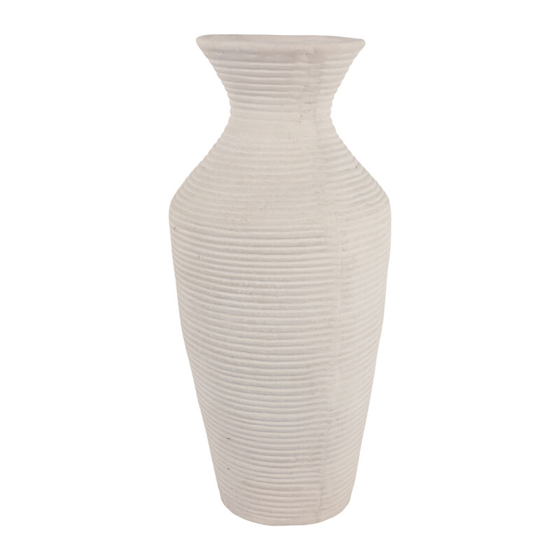 Paper Mache Ribbed Vase, Ivory image number 1