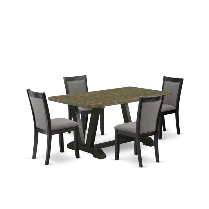 East West Furniture V676MZ650-5 5Pc Dining Set - Rectangular Table and 4 Parson Chairs - Multi-Color Color