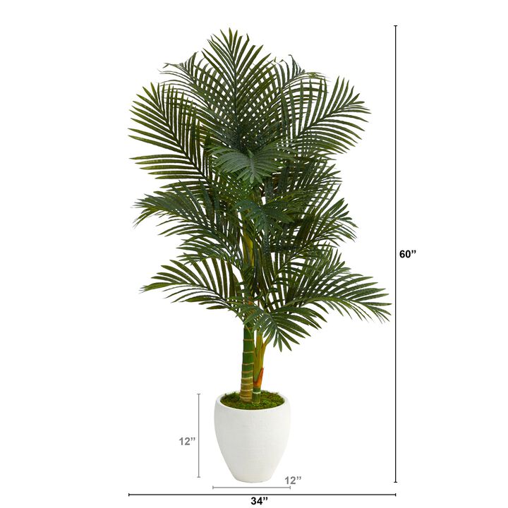 HomPlanti 5 Feet Paradise Palm Artificial Tree in White Planter