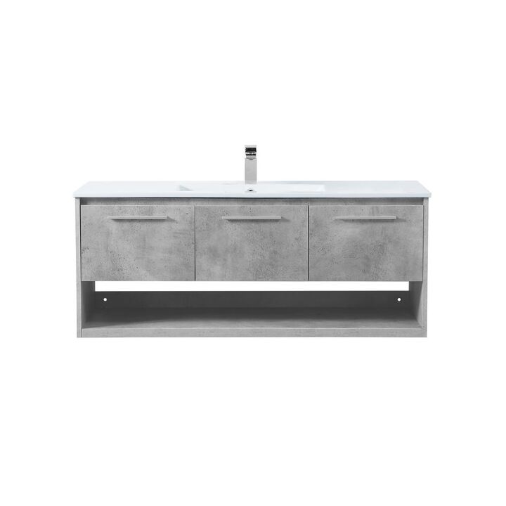 Elegant Kitchen and Bath 48 inch  Single Bathroom Floating Vanity in Concrete Grey