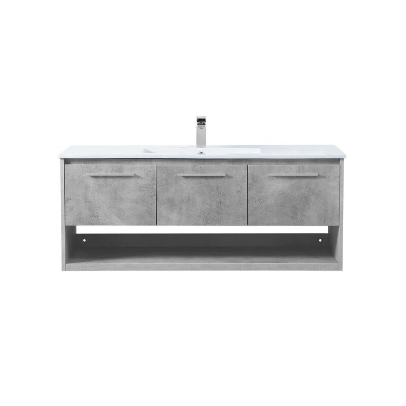 Elegant Kitchen and Bath 48 inch  Single Bathroom Floating Vanity in Concrete Grey