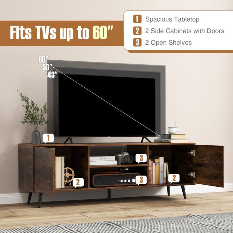 Hivvago TV Stand with Power Outlets and Adjustable Shelf for 60 Inch TVs