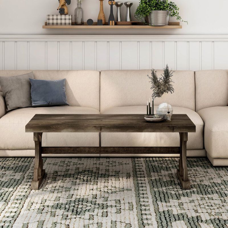 ENITIAL STAR Birch Farmhouse Wood Coffee Table in Reclaimed Oak