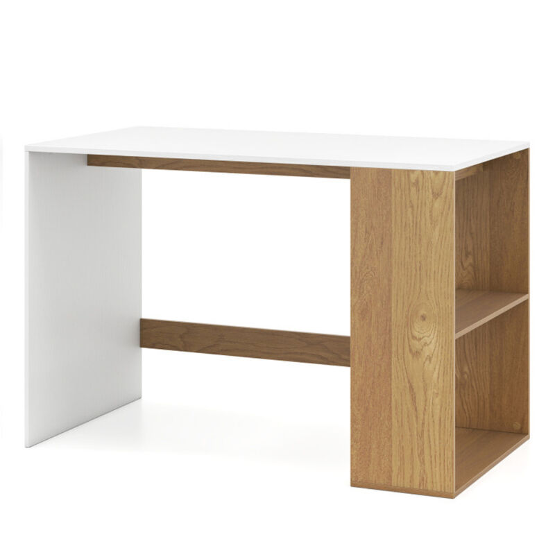 Small Space Wooden Computer Desk 44 Inch with Storage Bookshelf image number 0