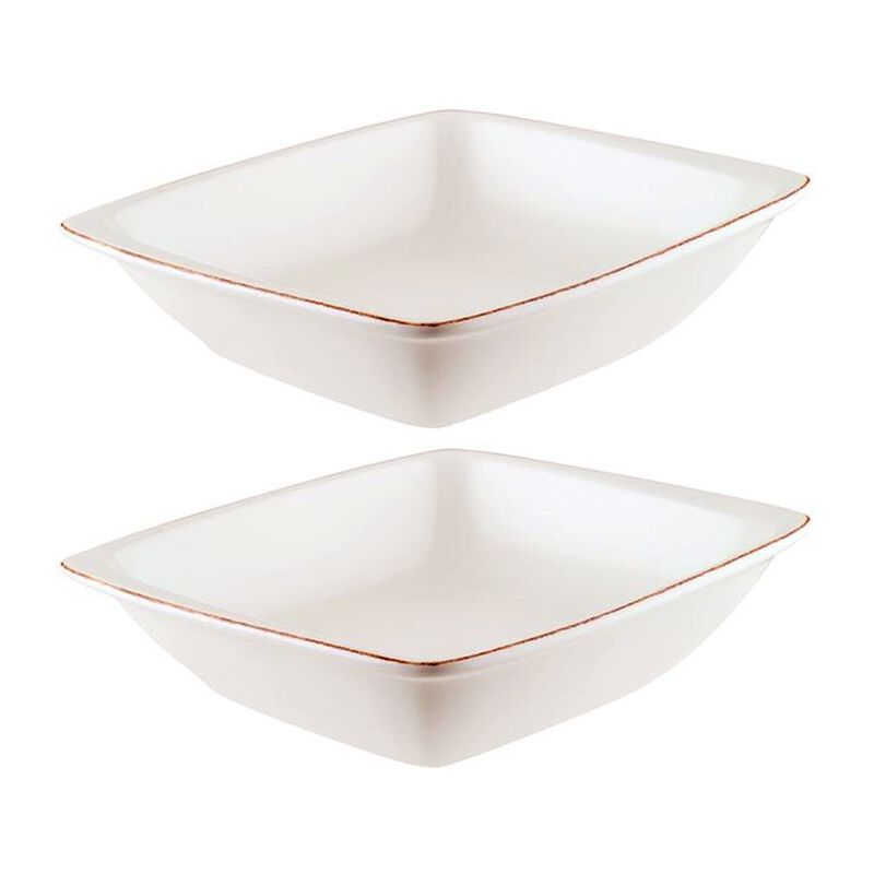 Retro 7.5" x 6.5" x h:2" 20 oz. Square Decorated Porcelain Bowl (Set of 2)