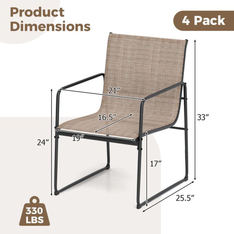 Hivvago Outdoor Dining Chairs Set of 4 Patio Furniture Chair with Breathable Seat and Backrest