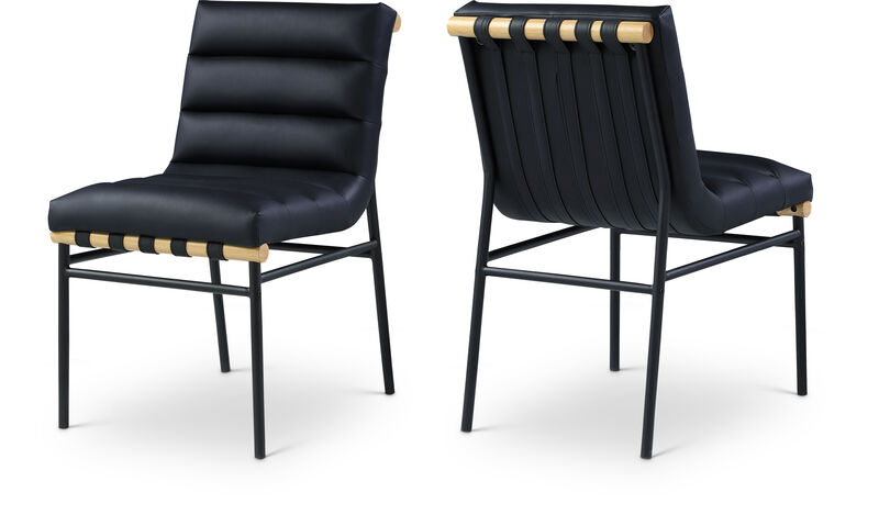 Meridian Furniture Burke Black Vegan Leather Dining Chair, Set of 2