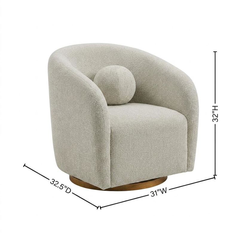 Chenille Fabric Swivel Accent Chair with Arms for Living Room, Dove Gray image number 2