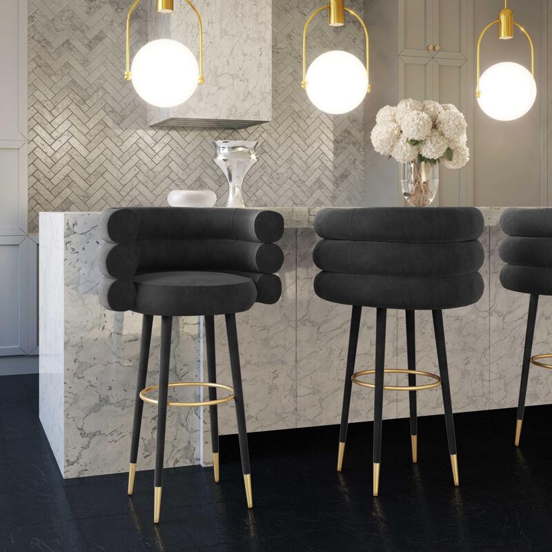 Casafoyer Betty Black Velvet Barstool image number 1