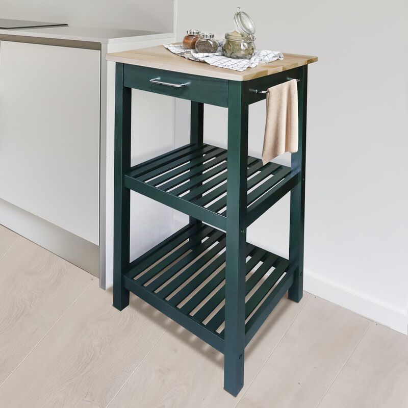 American Trails Sunrise Kitchen Island with Solid Wood Top, Hunter Green