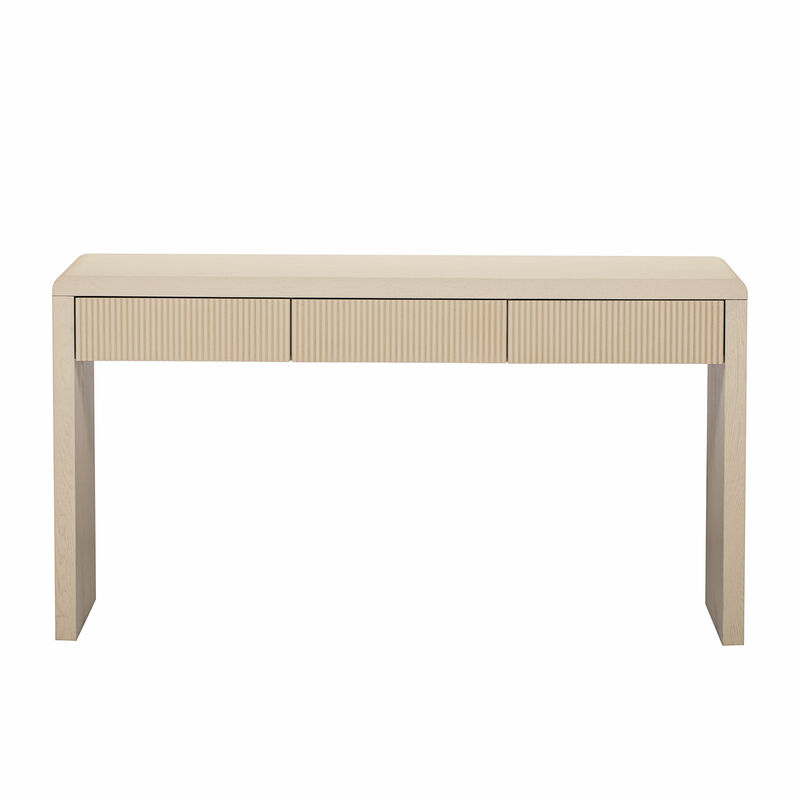 Merax Rustic Console Table with 3 Fluted Drawers image number 0