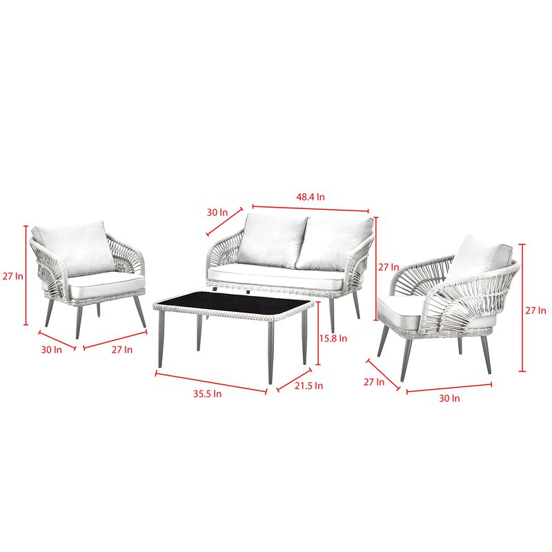 Inspired Home Arsema  Outdoor 4pc Seating Group image number 10
