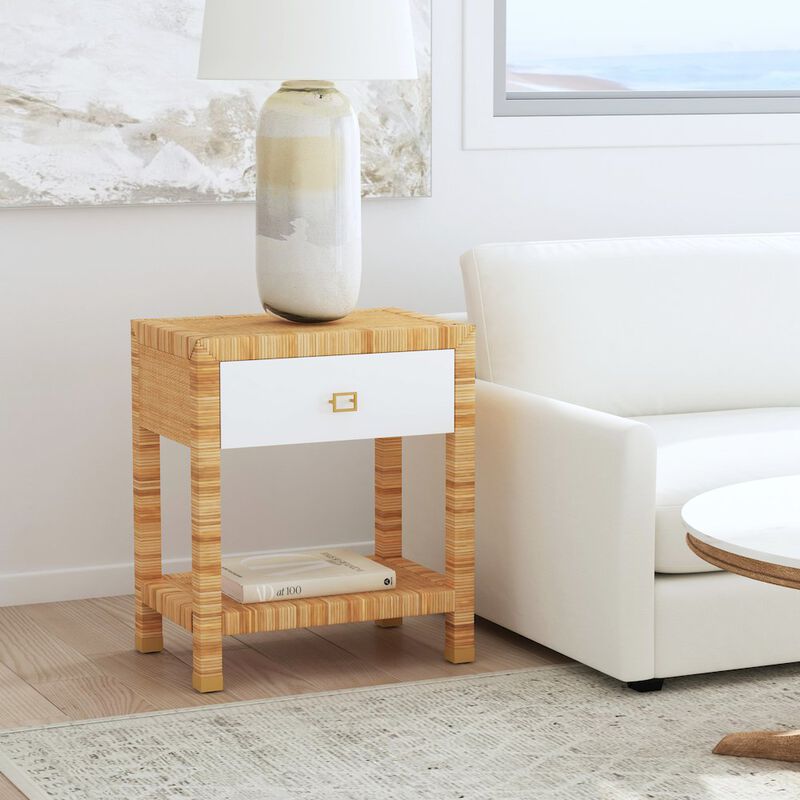 Butler Specialty Corfu 1 Drawer Natural Rattan Nightstand, Natural and White image number 8