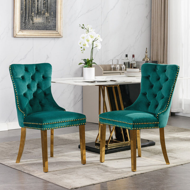 Streamdale Contemporary Velvet Dining Chairs, Set of 2 image number 1