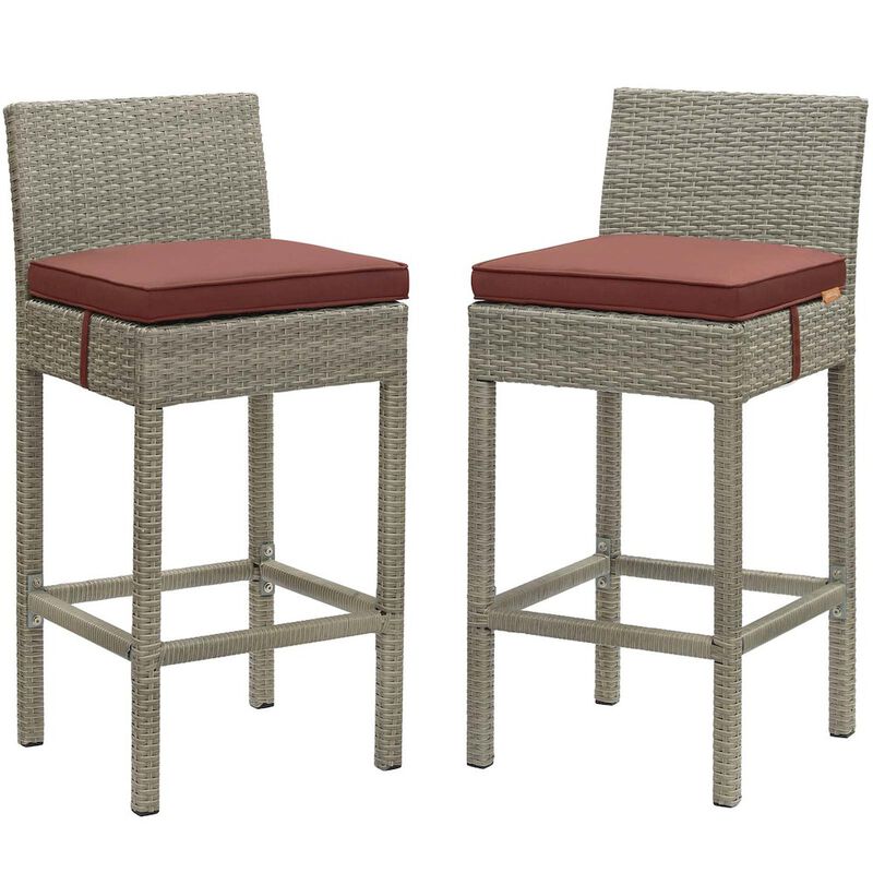 Modway EEI-3604-LGR-PER Conduit Outdoor Patio Wicker Rattan Bar Stools, Set of 2, Light Gray Peridot image number 0