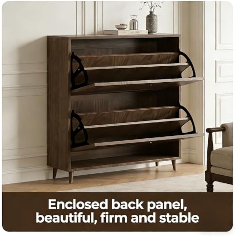 Slim Entryway Shoe Storage Cabinet Flip Drawer Space Saving image number 3