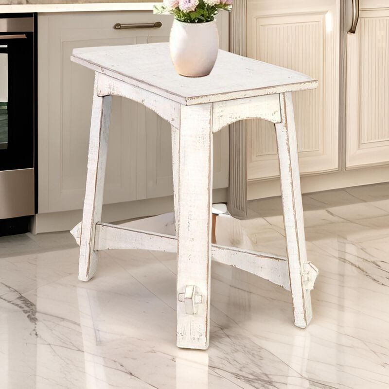 Rena Rustic Accent Chairside Table, X Legs, 24in Distressed White