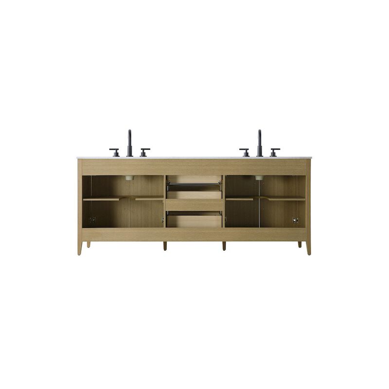 Elegant Kitchen and Bath 84 Inch Double Bathroom Vanity In Honey Brown