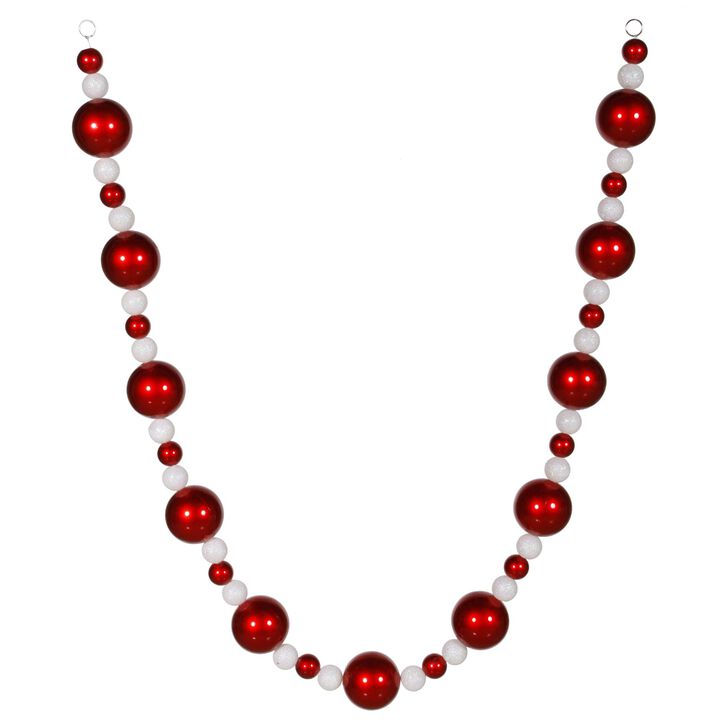 Vickerman Red and White Semicircular Garland, 6 ft, Plastic
