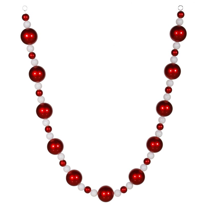 Vickerman Red and White Semicircular Garland, 6 ft, Plastic image number 0