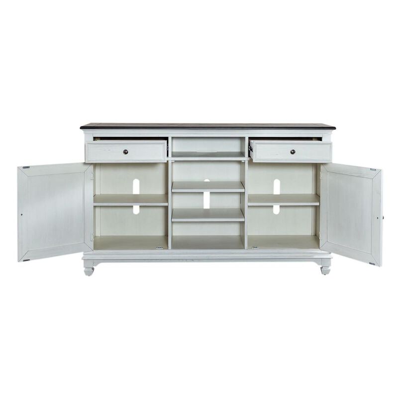 Liberty Furniture Allyson Park 68 Inch Highboy TV Console in Wirebrushed White w/ Charcoal Top image number 4