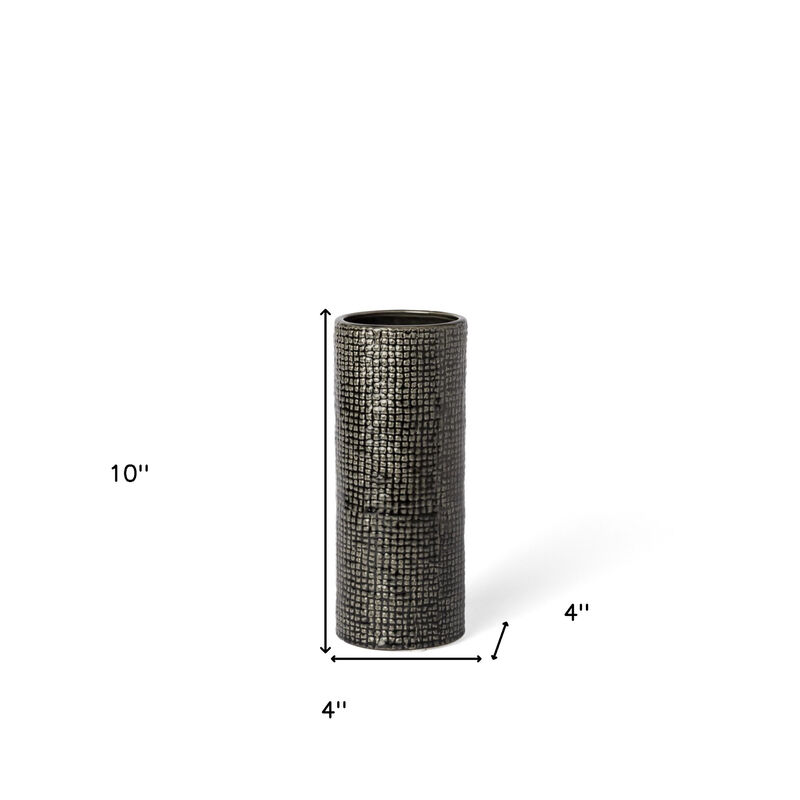 Stylish Tall Ceramic Vase with Check Design for Living Room or Shelf