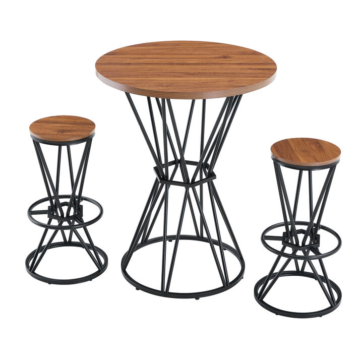 Whisen 31.5" Bar Set, 3-Piece MDF Metal Industrial Style for Home Kitchen