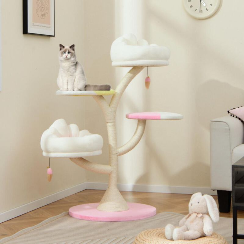 Hivvago Multi-Layer Cat Tree Cat Tower with 2 Cat Perches 2 Platforms