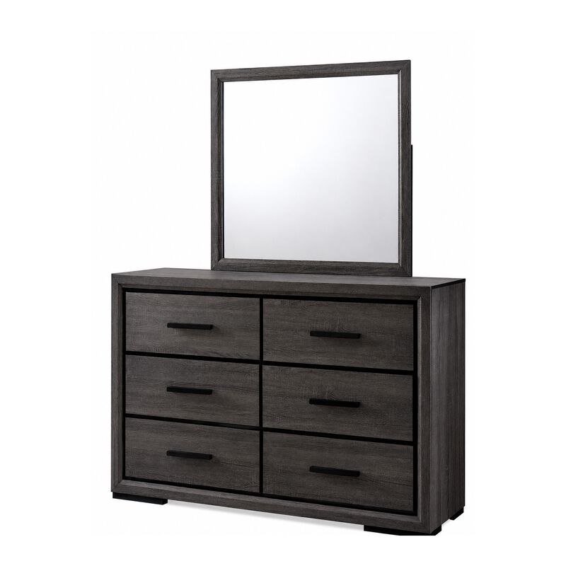Kalie 4pc Queen Bedroom Set with Bookcase Headboard, Storage, Gray Wood image number 3
