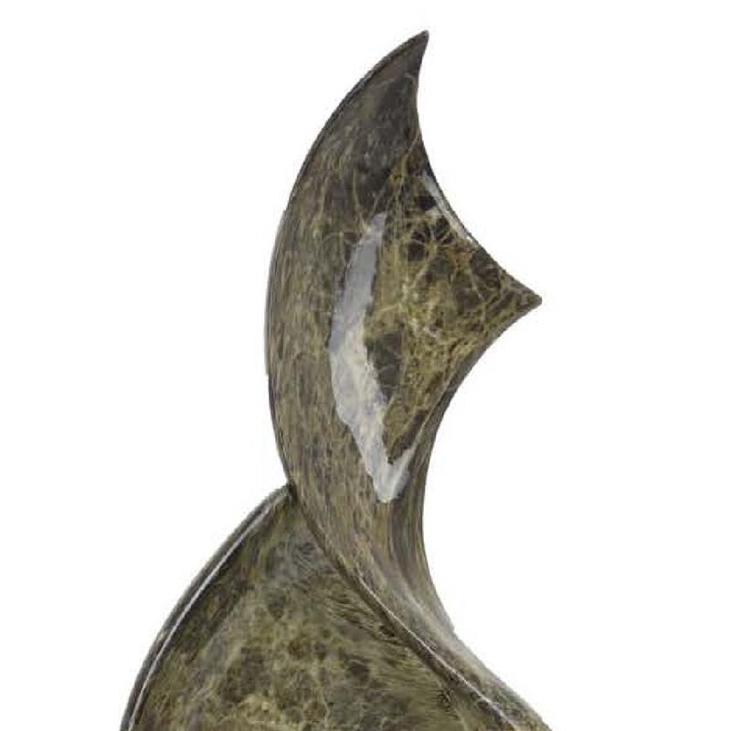 Tabletop Accent Decor, Gray Green Resin, Black Metal Support, 22 Inch