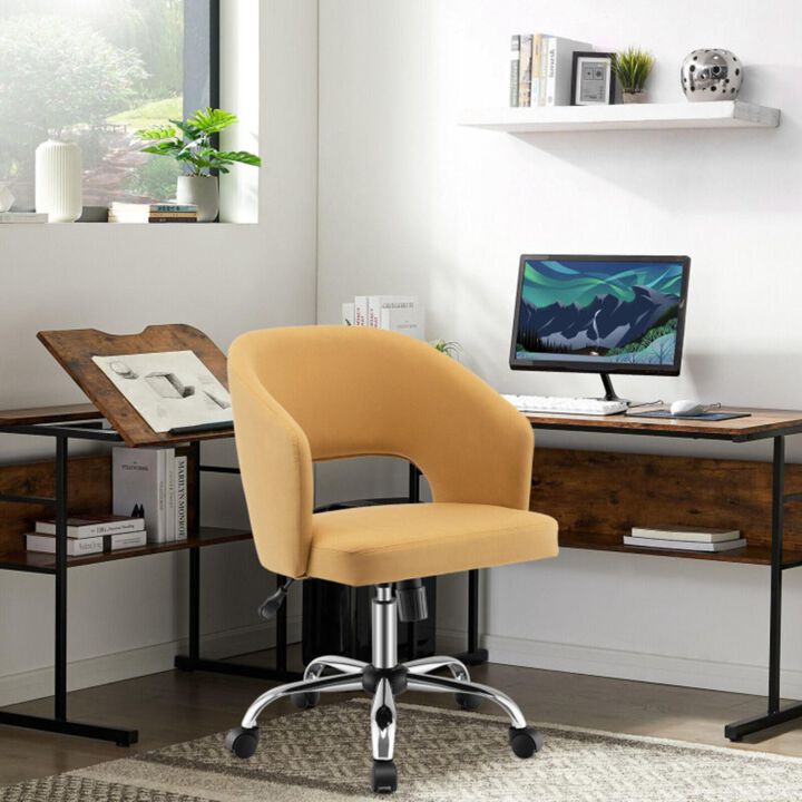 Hivvago Upholstered Swivel Office Chair with Hollow Out Back