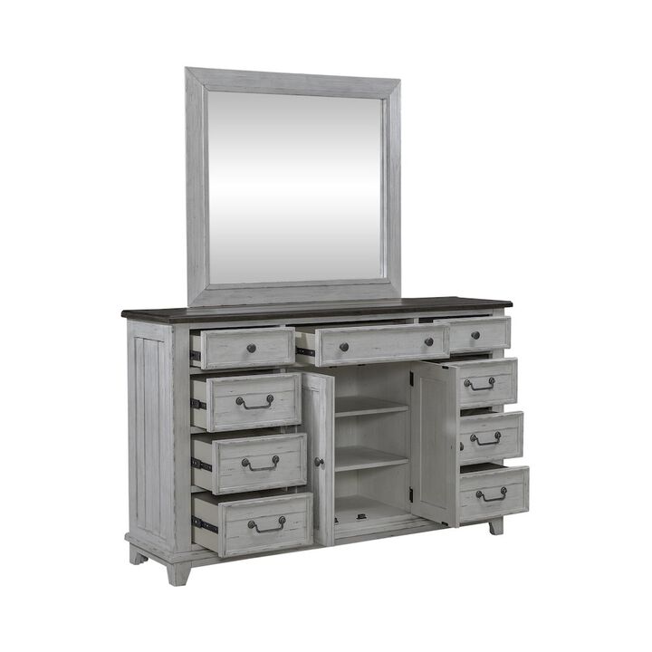 Liberty Furniture Dresser & Mirror in Pine Solids & Veneers