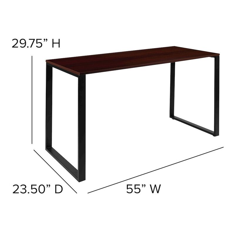 Flash Furniture Desk Industrial Computer Desk Sturdy Home Office Desk - 55" Length-Mahogany image number 3