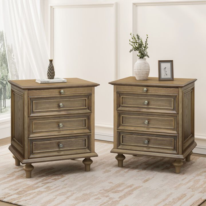 Fitpa Vintage Farmhouse 4-Drawer 2-Pack Nightstands