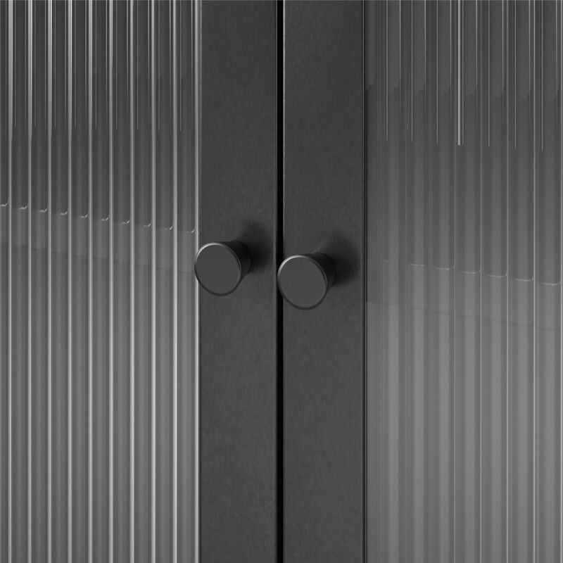 Shadwick 2 Door Metal Locker Storage Cabinet-Fluted Glass Doors