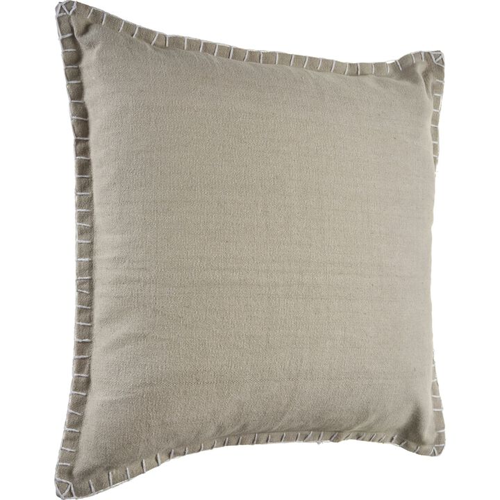 24" Brown Square Throw Pillow with Embroidered Edges