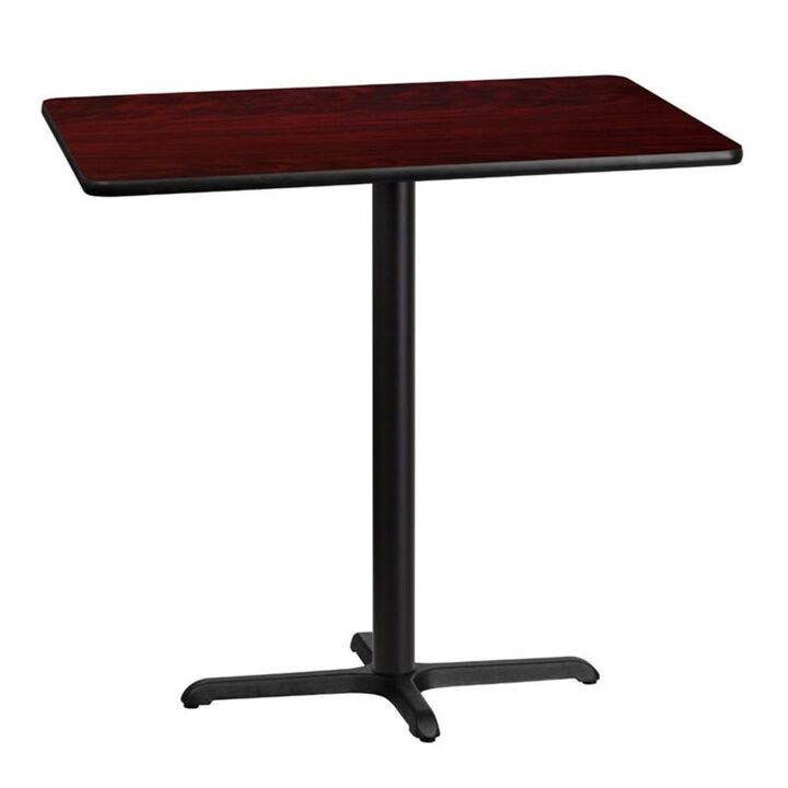 Flash Furniture 30'' x 42'' Rectangular Mahogany Laminate Table Top with 23.5'' x 29.5'' Bar Height Table Base