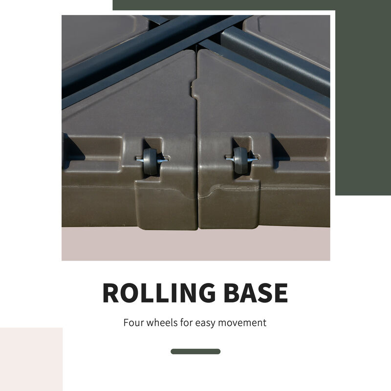 Outdoor Backyard Cantilever Umbrella Base, Fill with Sand or Water for Security