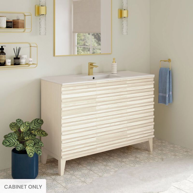 Cascade 48" Freestanding Bathroom Vanity Cabinet without Top in White Oak image number 1