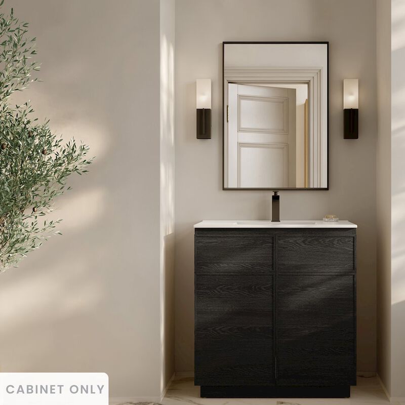 St. Tropez 36" Freestanding Bathroom Vanity Cabinet without Top in Black Oak image number 1