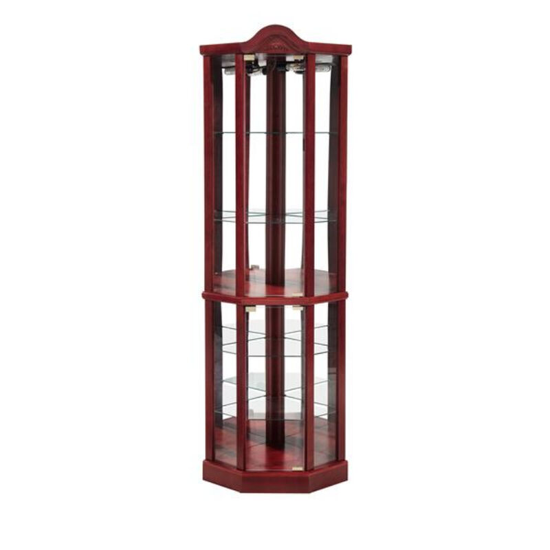 Elegant Glass Curio Cabinet with Lights and Adjustable Shelves