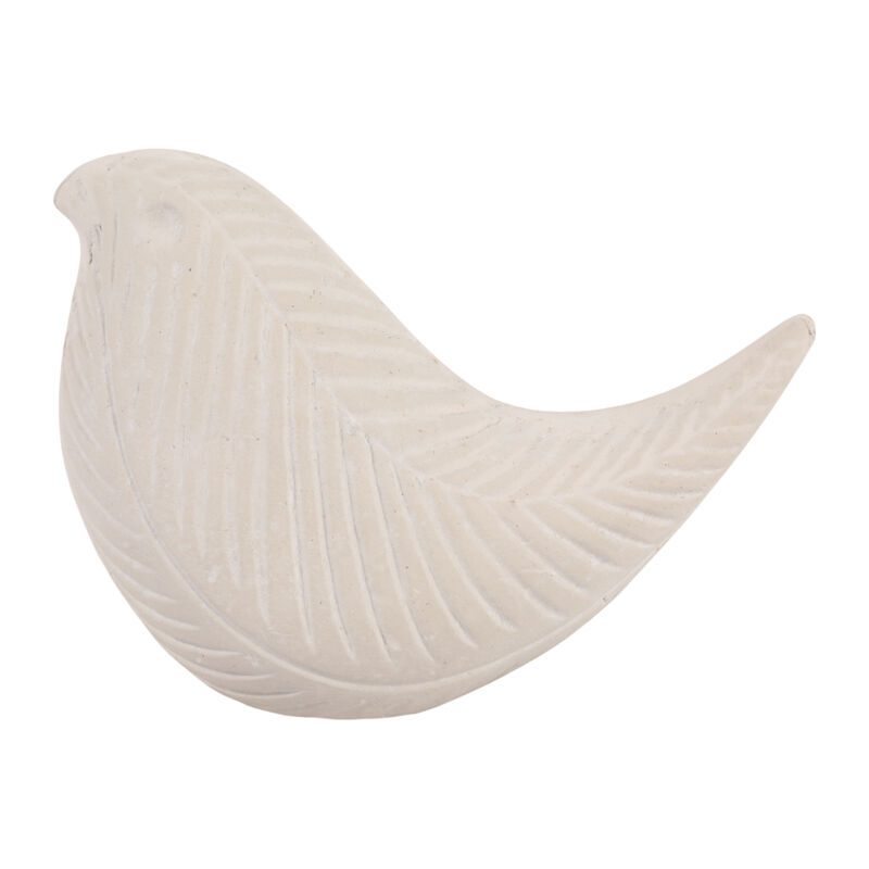 7x5" Carved Paper Mache Bird, Ivory image number 3