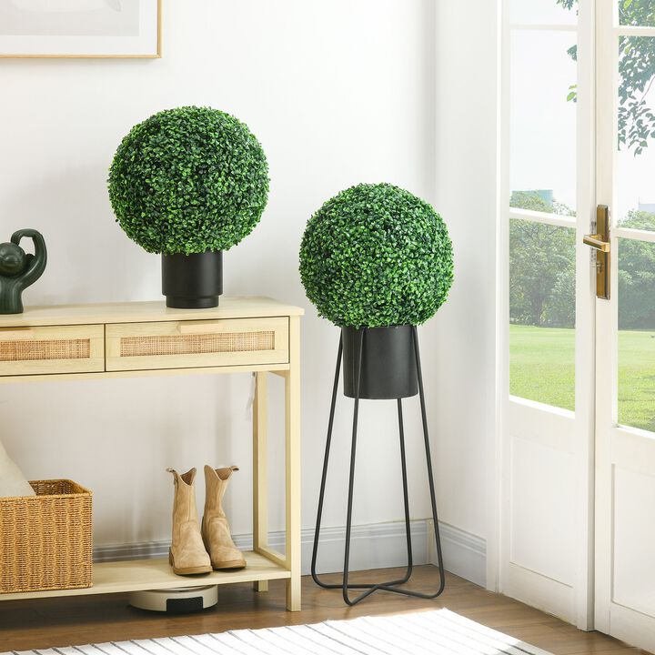 2 Pack 15.75" Artificial Tree Ball, Boxwood Topiary Preserved Decorative Ball, for Indoor Outdoor Home