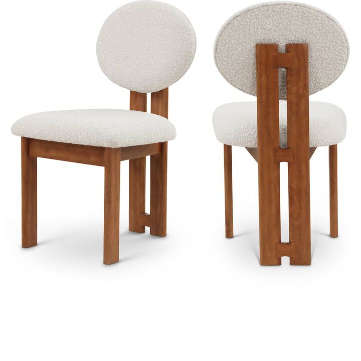 Meridian Furniture Napa Cream Boucle Fabric Dining Chair, Set of 2