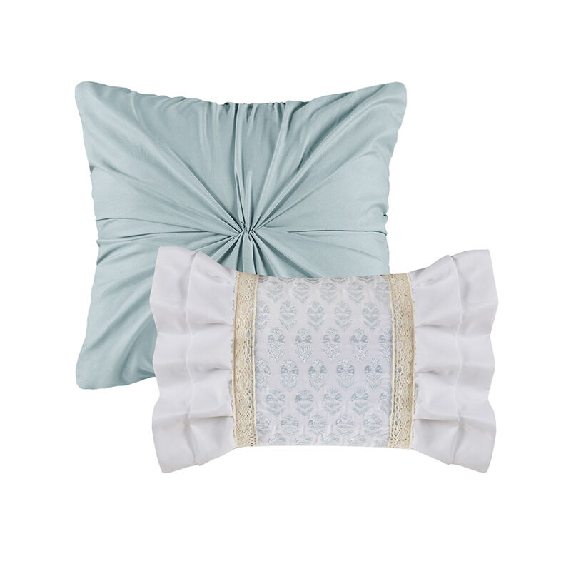Gracie Mills Glenn Coastal Breeze 5-Piece Seersucker Comforter Ensemble with Coordinating Throw Pillows