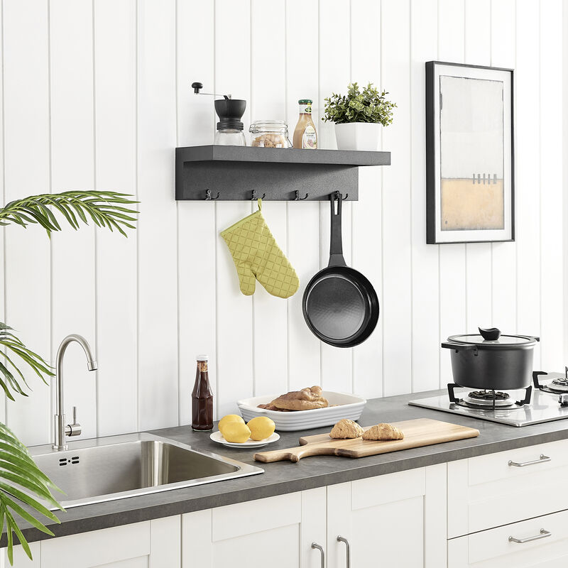 Wall Mounted Coat Rack with Decorative Ledge Shelf