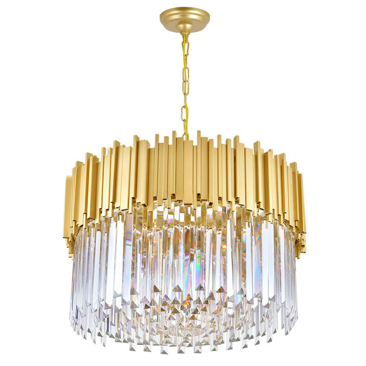 Deco 7 Light Down Chandelier With Medallion Gold Finish