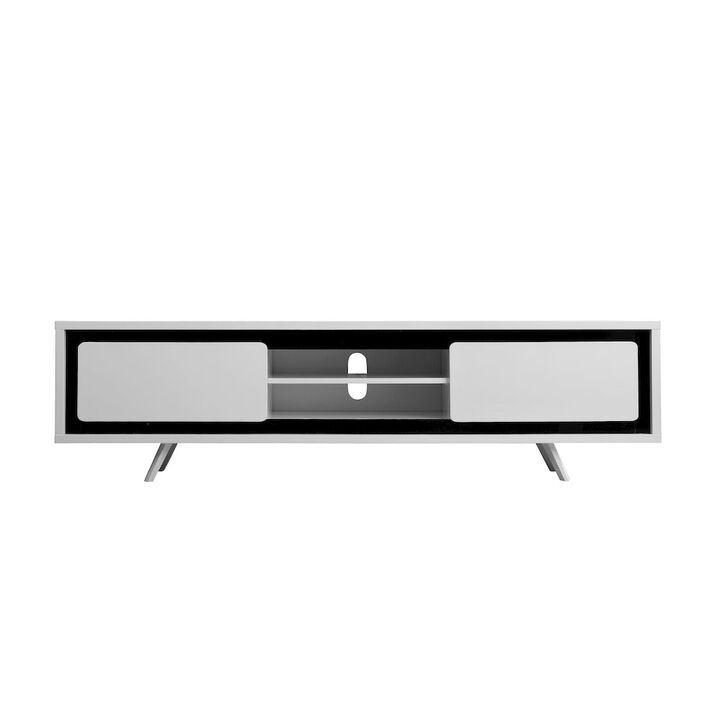 Pangea Home Hal Large Tv Stand White & Black Combo