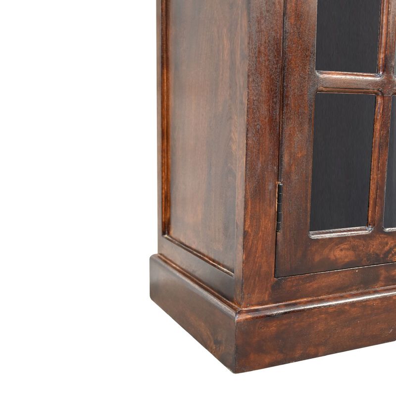 Light Walnut  Solid Wood Cabinet with Glazed Doors