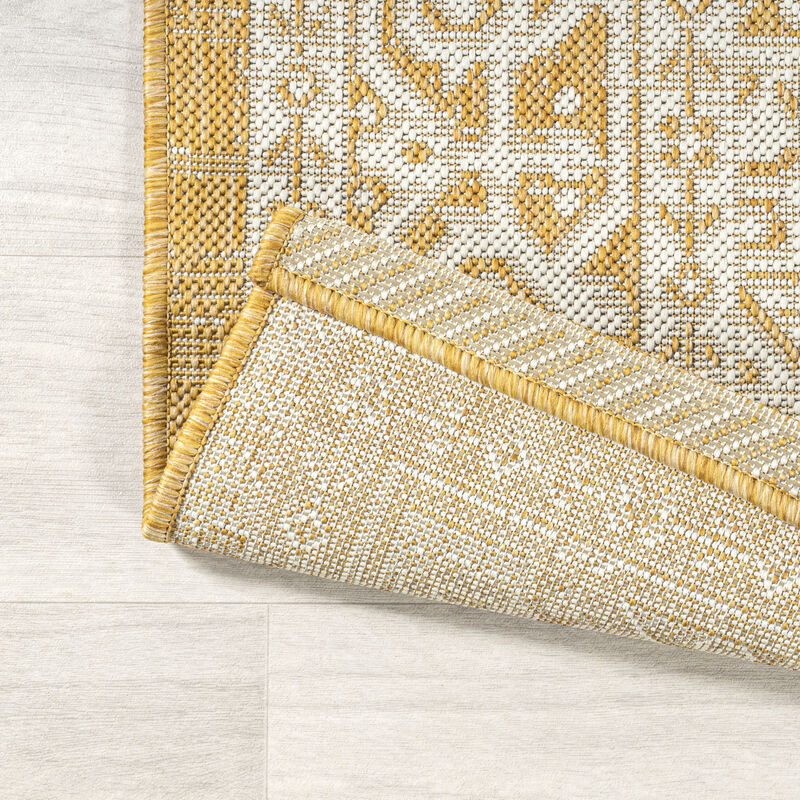 Sinjuri Medallion Textured Weave Indoor/Outdoor Area Rug